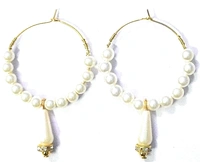 NIBRAS Pearl Beads Drop Hoop Earrings - B09JLSPRV4, 6 gm, 7cm x 4cm x 1cm